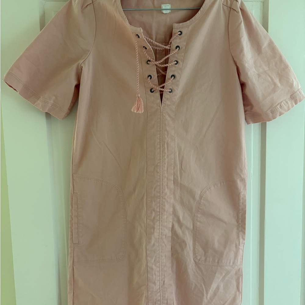 Gap pale pink  Lace-Up Short Sleeve Dress